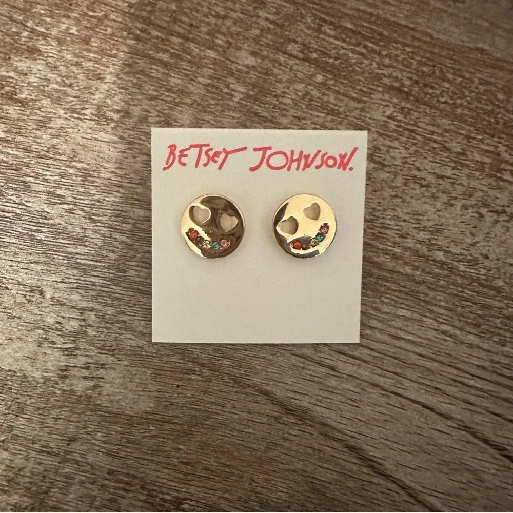 Betsey Johnson Smile Stud Earrings